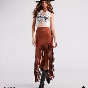 Fringe velvet skirt